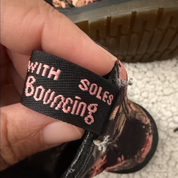 Dr. Martens Black Floral Lace-Up Combat Boots - Picture 4 of 8